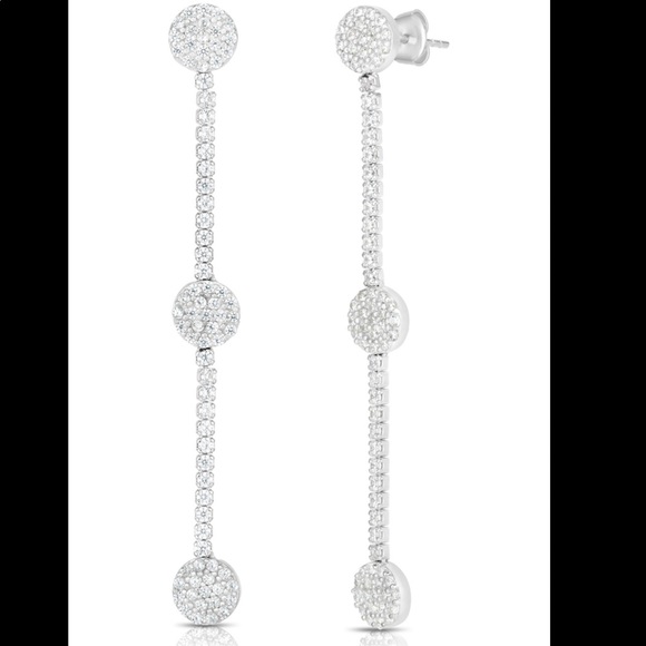 Sphera Milano 14K White Gold Pave CZ Drop Earrings
